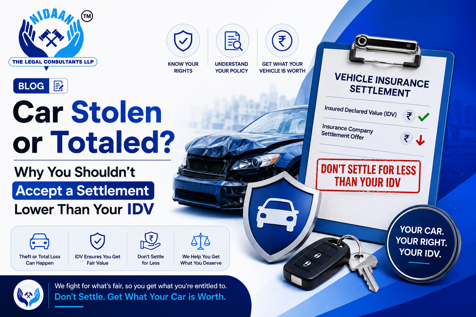 Car Stolen or Totaled? Why You Shouldn’t Accept a Settlement Lower Than Your IDV